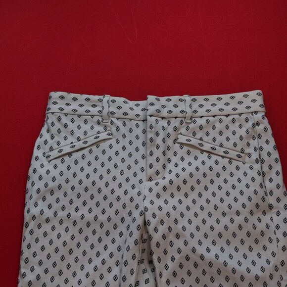 GAP casual pant skinny ankle white with black rhombus design women's size 2 R - Picture 2 of 7